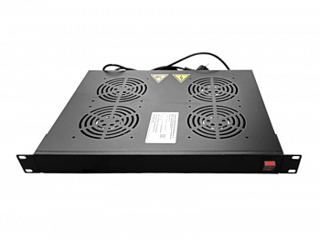 Netko Полка вентиляторная 19", 1U/4 вентилятора, с кабелем, черная 