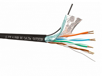 LC Кабель FTP4 cat.5е, одножильный, экранированный, 305м, Cu, для наружных работ, проволочный трос