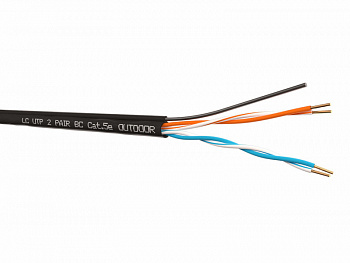 LC Кабель UTP2 cat.5е, одножильный, 305м, Cu, для наружных работ с проволочным тросом