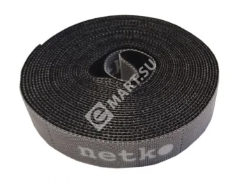 Netko Лента-липучка многоразовая 20мм*5м, с насечками для отрыва (каждые 2 см), черная Optima